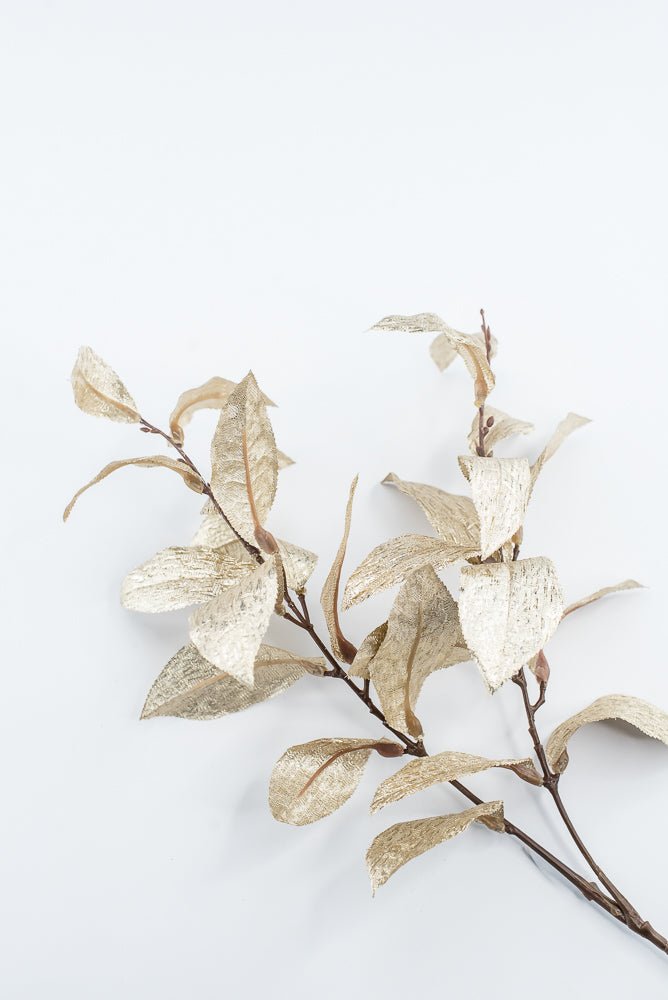 Gold Metallic Osmanthus Fragrans Leaf Spray - 29" - Greenery MarketXFS366-GO