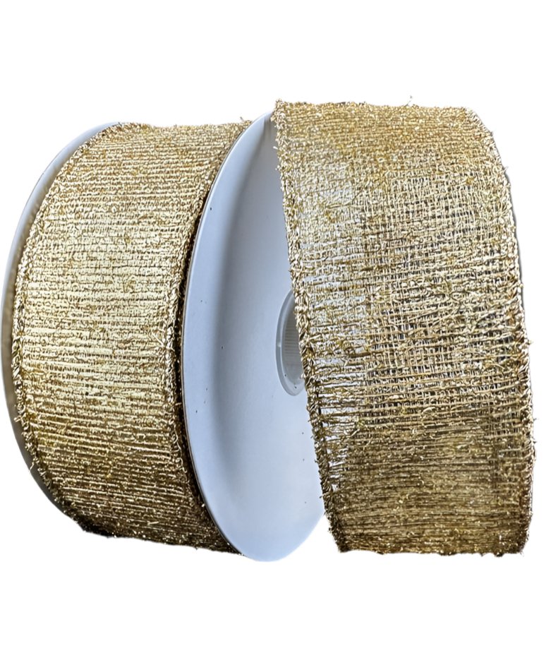 Gold metallic wired ribbon, 1.5