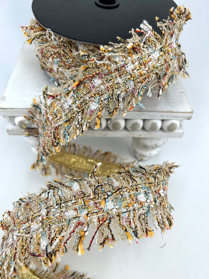 Gold Multi Wired Tweed Wired Ribbon - 2.5" - Greenery MarketWired Ribbon208231