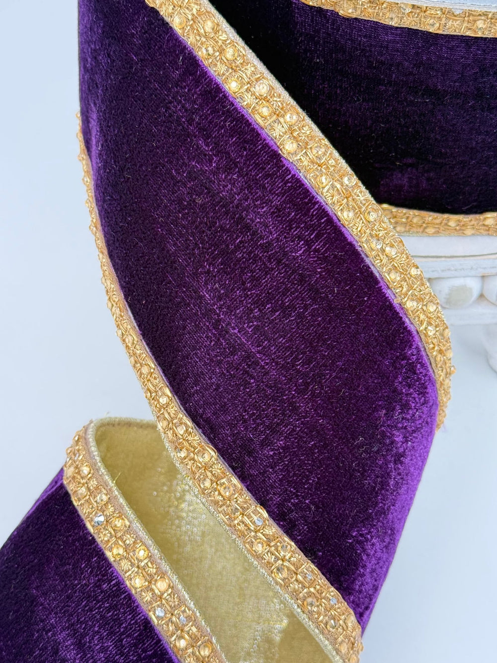 Gold Nugget Purple Velvet Farrisilk wired ribbon AS IS - 4” - Greenery Marketwired ribbonRG684-27