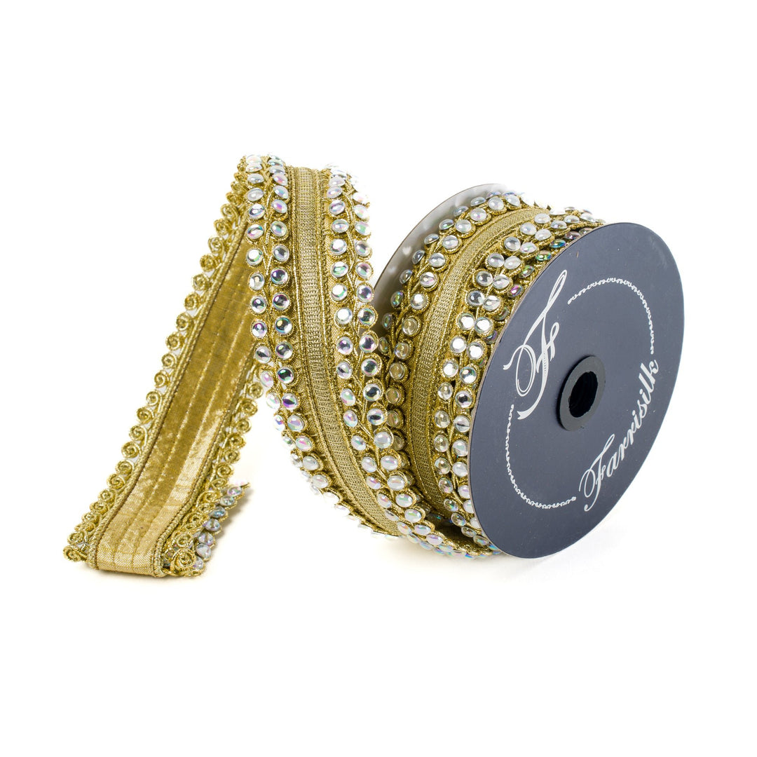 Gold Opal Scroll Farrisilk Wired Ribbon - 2" - Greenery MarketRK736-50