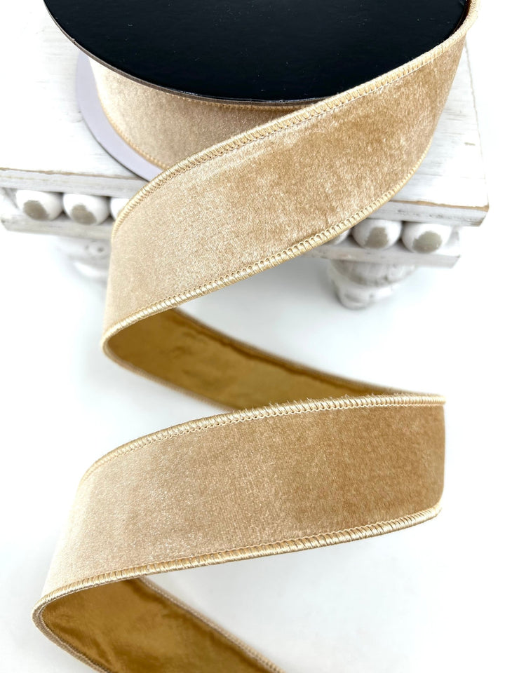 Gold Premier Velvet Wired Ribbon - 1.5" - Greenery MarketRibbon259953