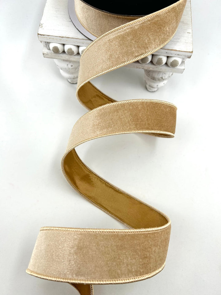 Gold Premier Velvet Wired Ribbon - 1.5" - Greenery MarketRibbon259953