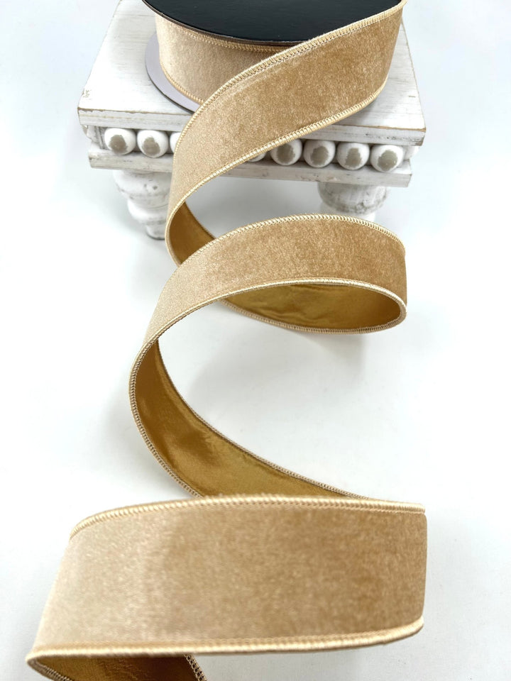 Gold Premier Velvet Wired Ribbon - 1.5" - Greenery MarketRibbon259953