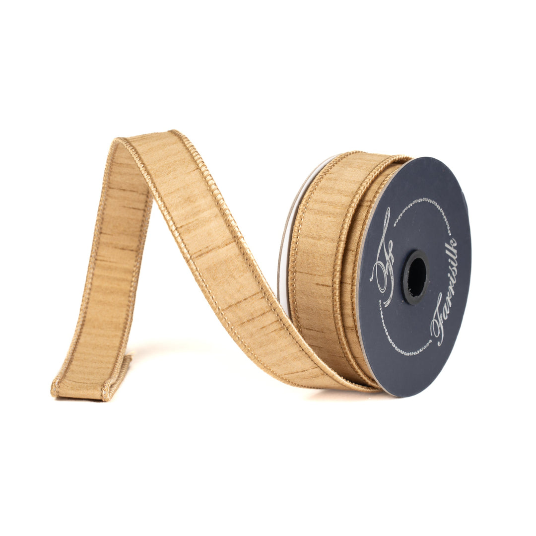 Gold Shimmering Silk Farrisilk Wired Ribbon - 1" - Greenery MarketRK879 - 50