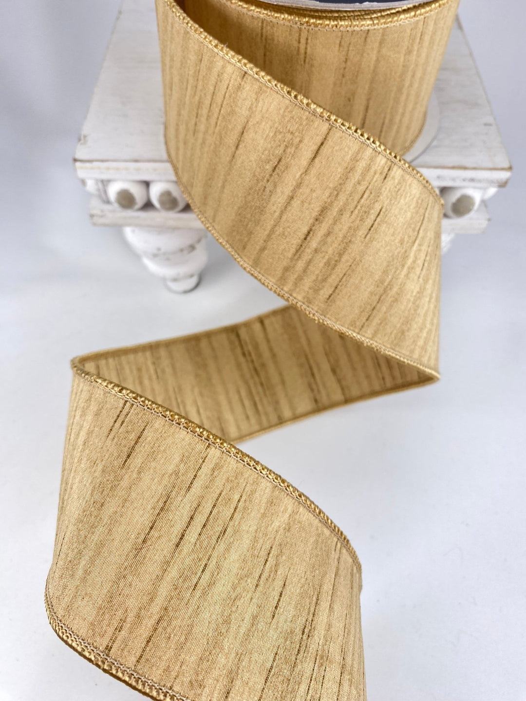 Gold Shimmering Silk Farrisilk Wired Ribbon - 2.5" - Greenery MarketRK880 - 50