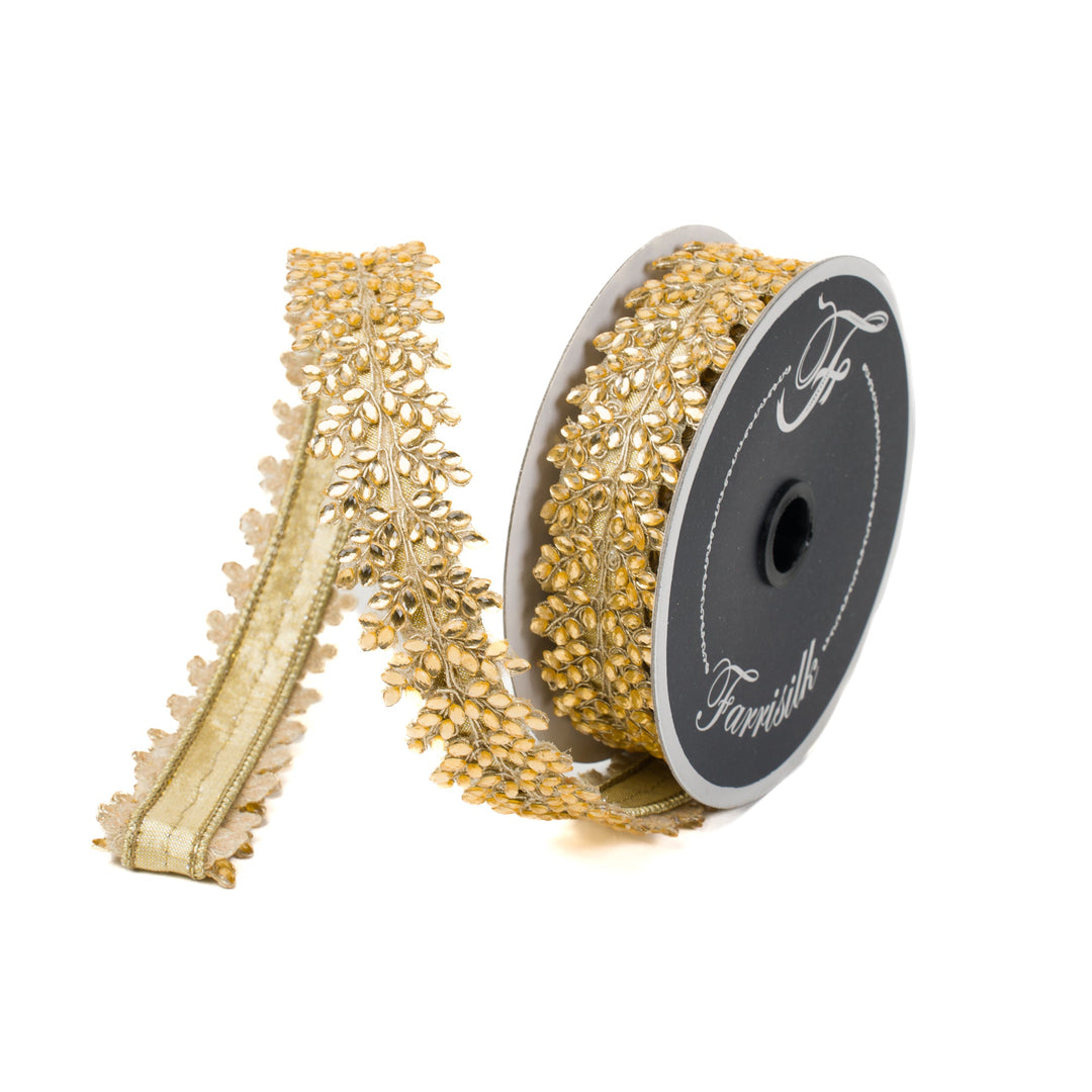 Gold Sparkling Jewels Farrisilk Wired Ribbon - 1" - Greenery MarketRibbons & TrimRK684-50