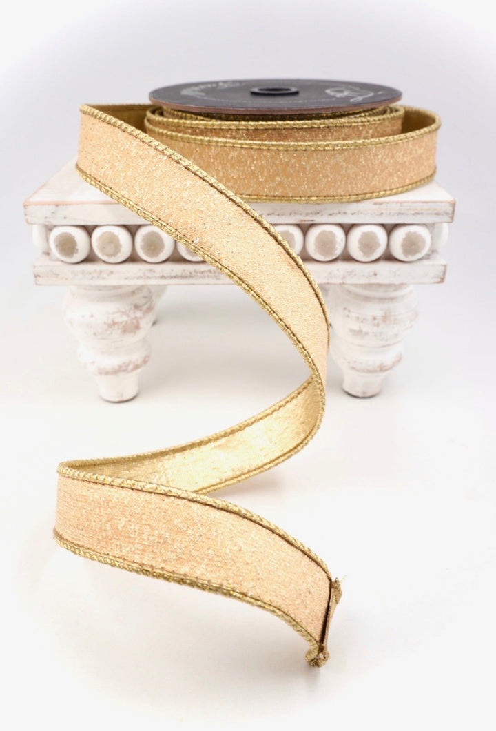 Gold Stardust Farrisilk Wired Ribbon - 1" - Greenery MarketRK800-50