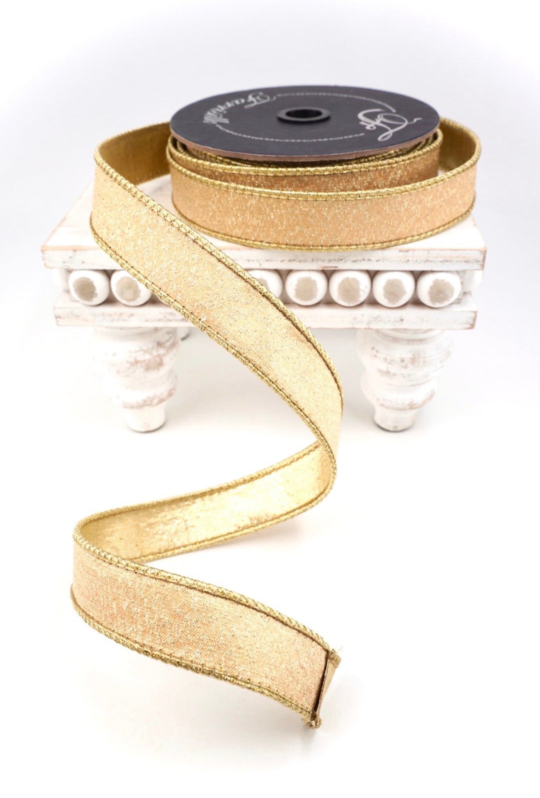 Gold Stardust Farrisilk Wired Ribbon - 1" - Greenery MarketRK800-50