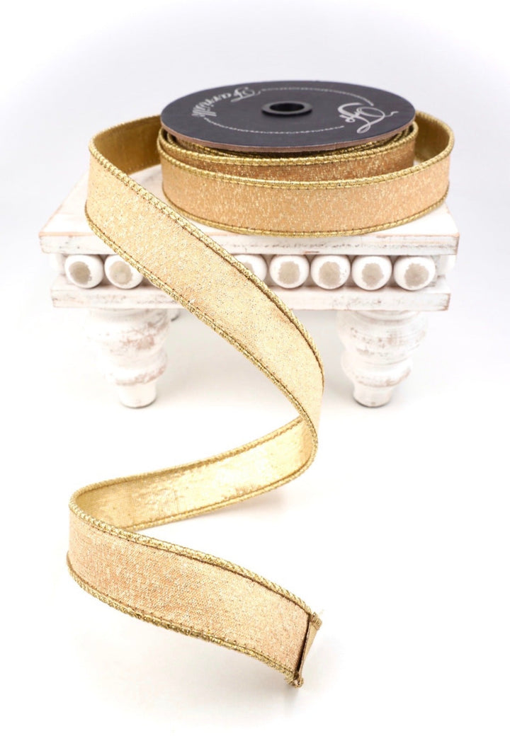 Gold Stardust Farrisilk Wired Ribbon - 1" - Greenery MarketRK800-50