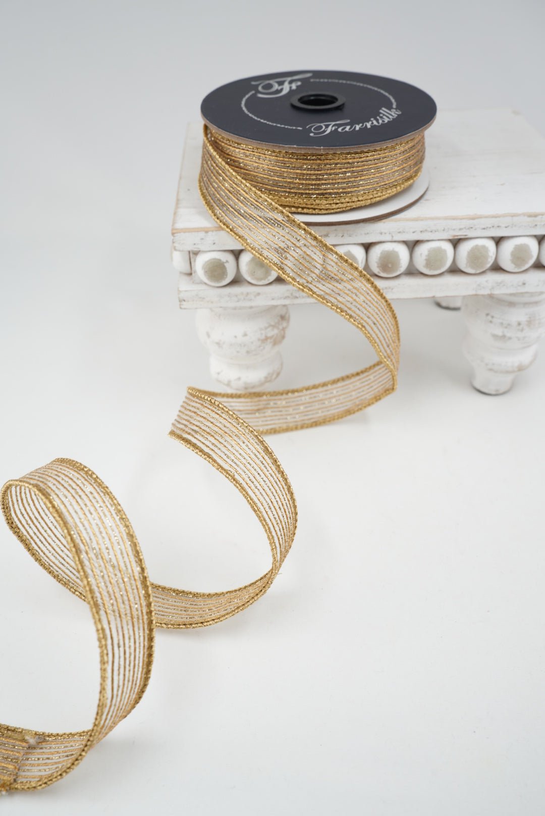 Gold Tinsel 1” Farrisilk Wired Ribbon - Greenery MarketRibbons & TrimRK345-50