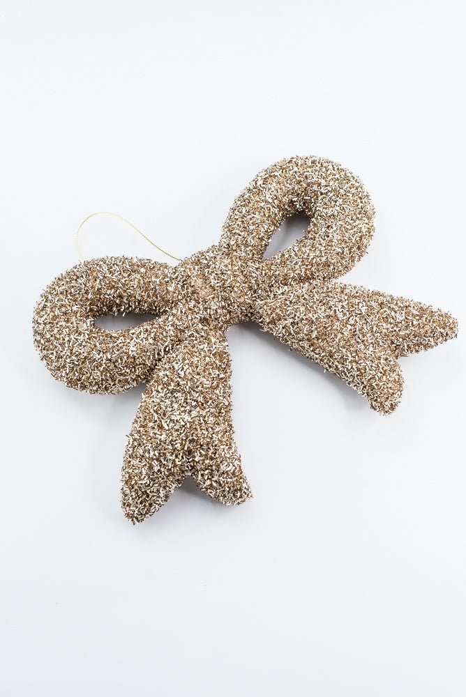 Gold Tinsel Ornament Bow - 10" - Greenery MarketOrnaments87007GD