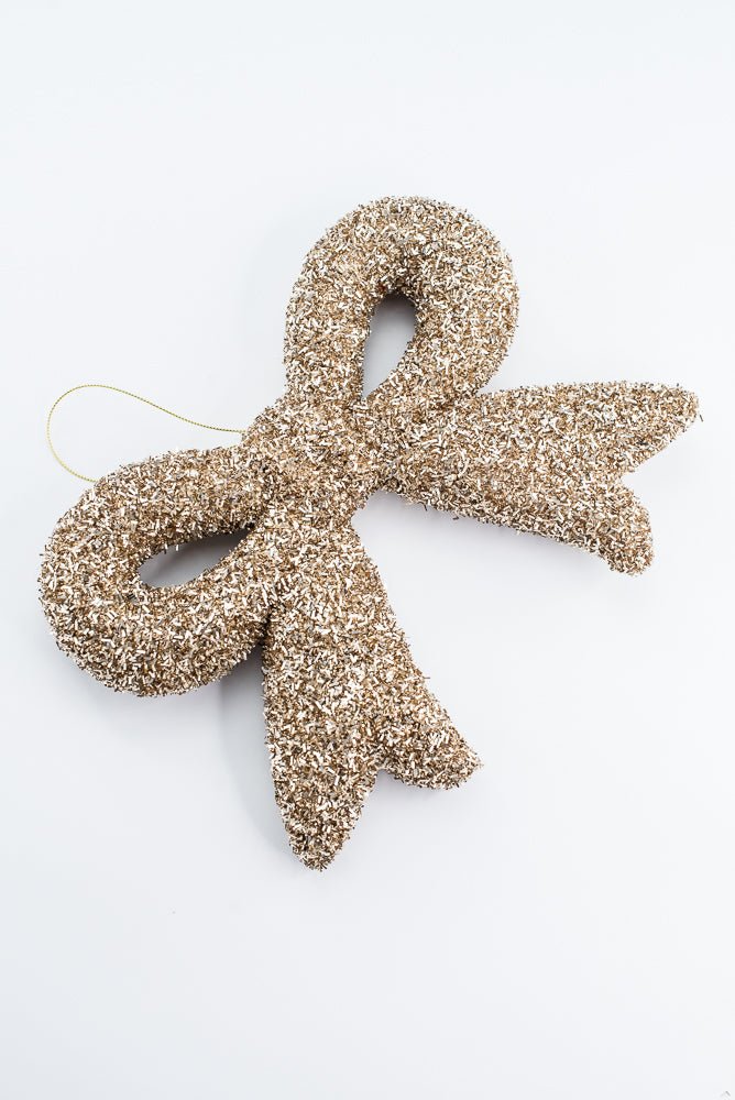 Gold Tinsel Ornament Bow - 10" - Greenery MarketOrnaments87007GD