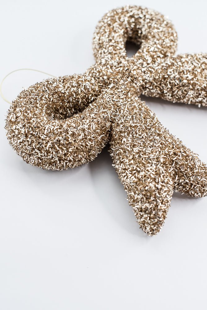 Gold Tinsel Ornament Bow - 10" - Greenery MarketOrnaments87007GD