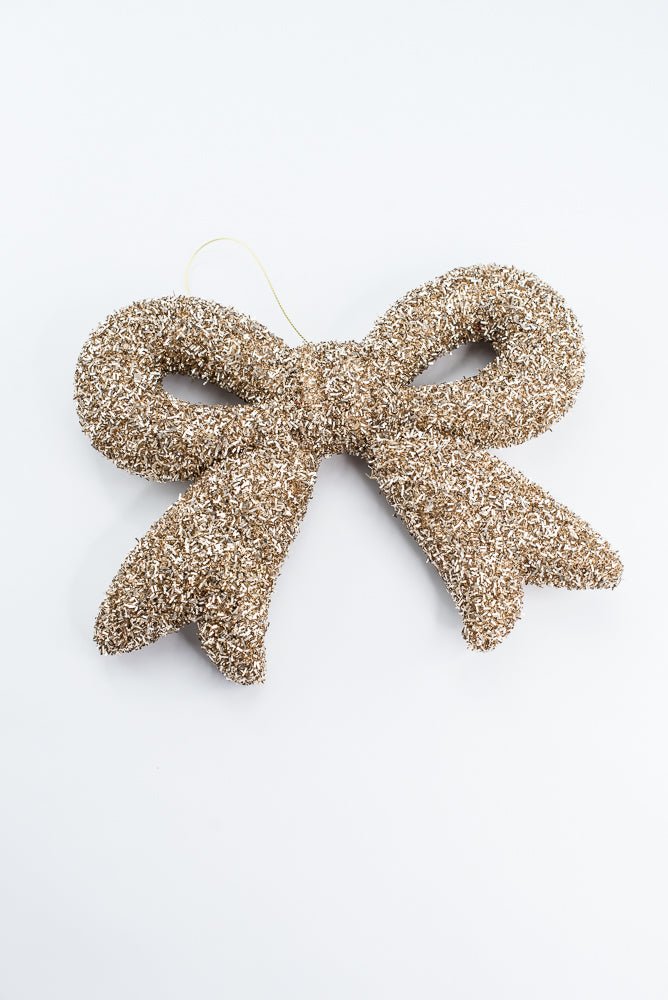 Gold Tinsel Ornament Bow - 10" - Greenery MarketOrnaments87007GD