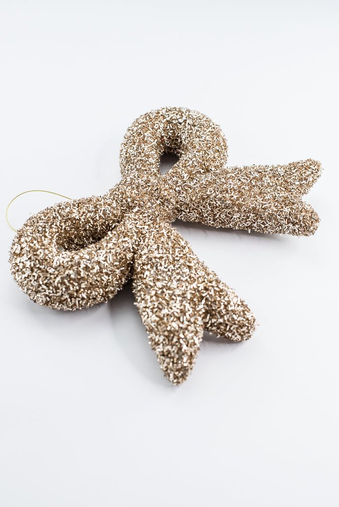 Gold Tinsel Ornament Bow - 10" - Greenery MarketOrnaments87007GD