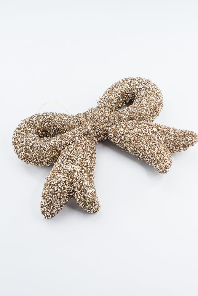 Gold Tinsel Ornament Bow - 10" - Greenery MarketOrnaments87007GD