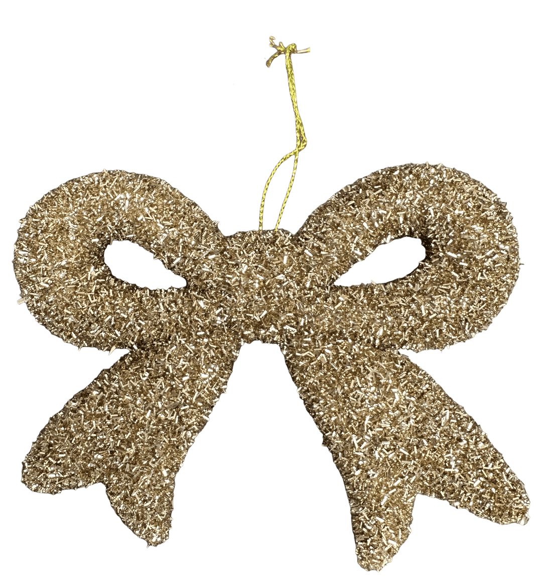 Gold Tinsel Ornament Bow - 10" - Greenery MarketOrnaments87007GD