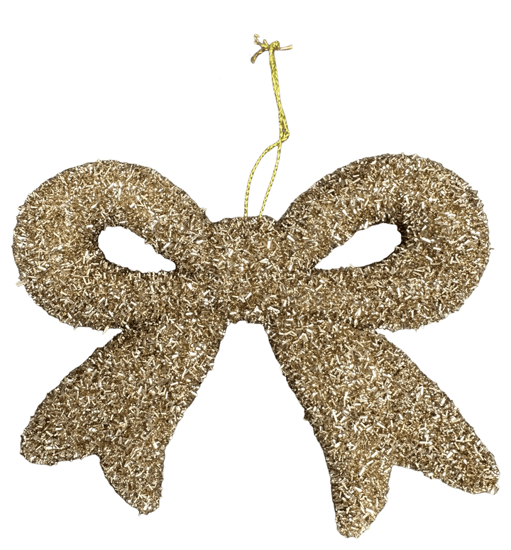 Gold Tinsel Ornament Bow - 10" - Greenery MarketOrnaments87007GD