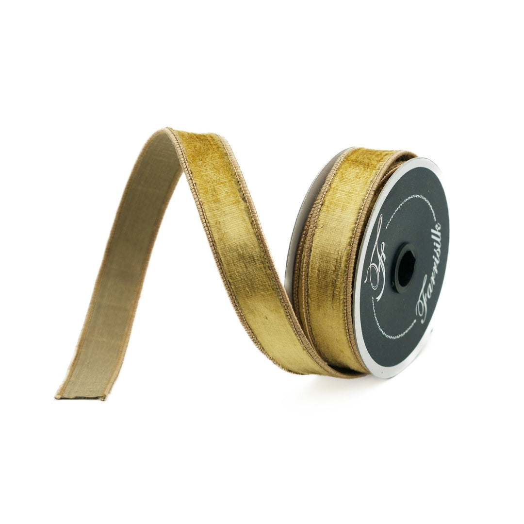 Gold Velvet Farrisilk Wired Ribbon - 1" - Greenery MarketRG008 - 50