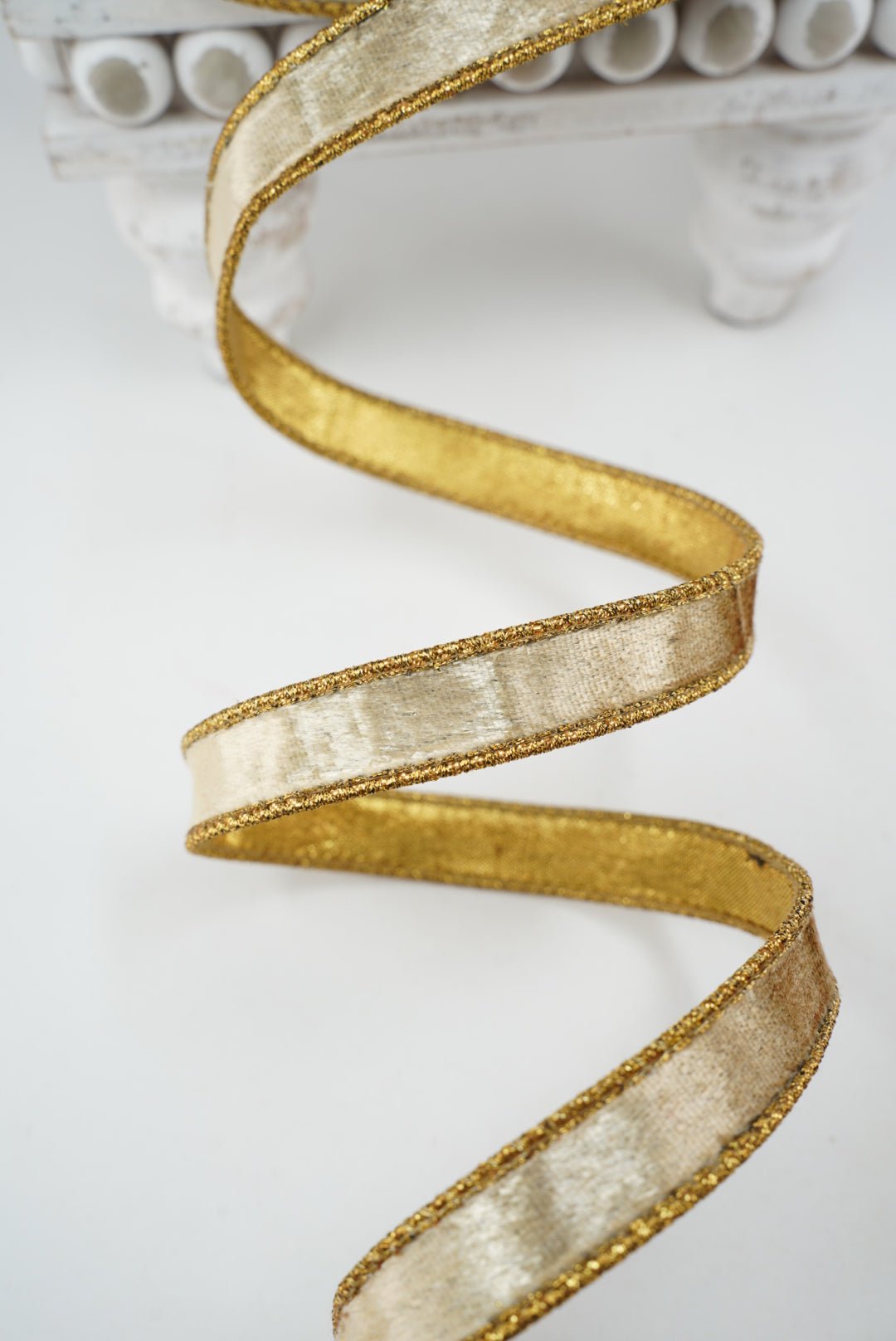 Gold Velvet Luster Farrisilk Wired Ribbon - 3/4" - Greenery MarketRV000-50