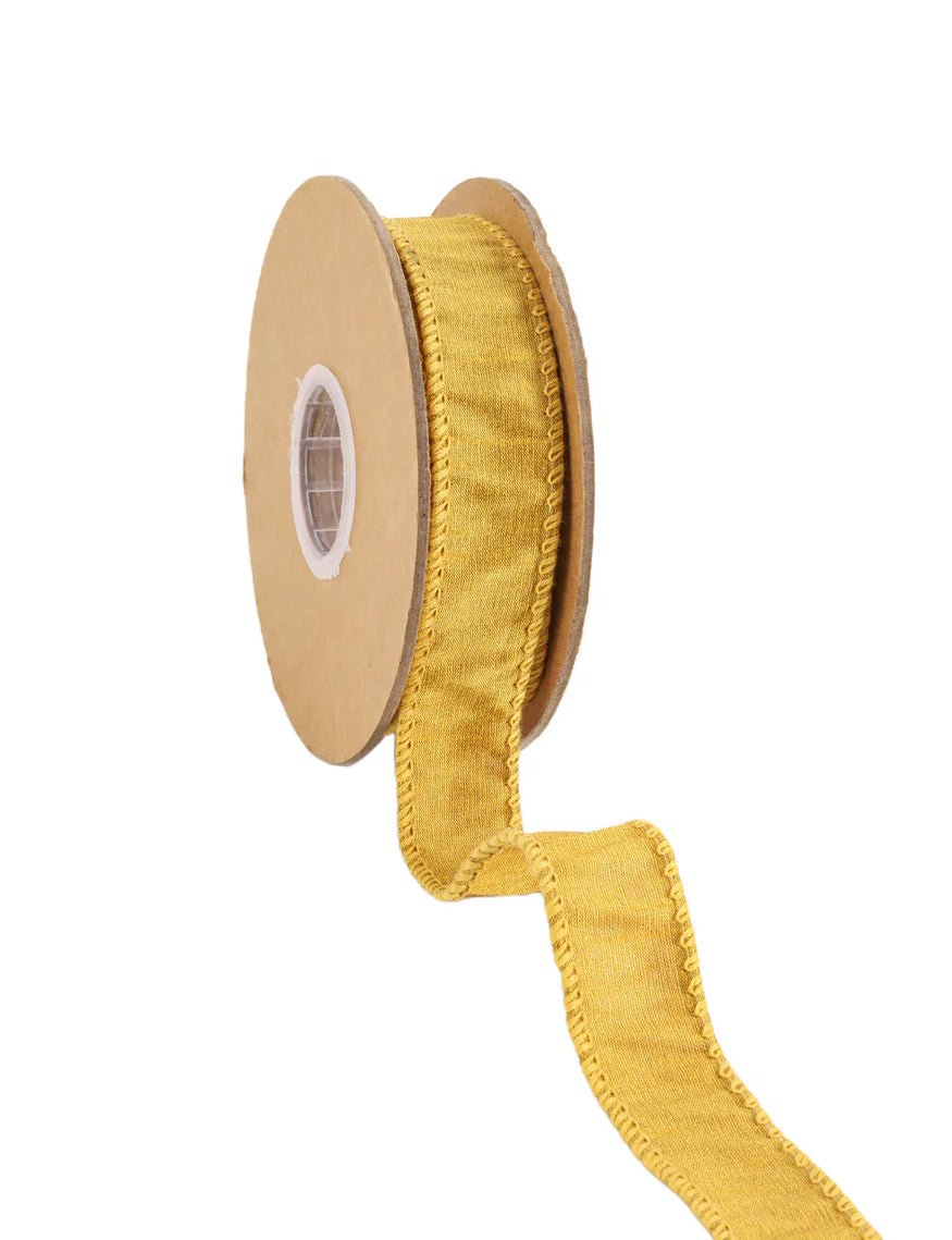 Golden Yellow Dupioni Wired Ribbon 1