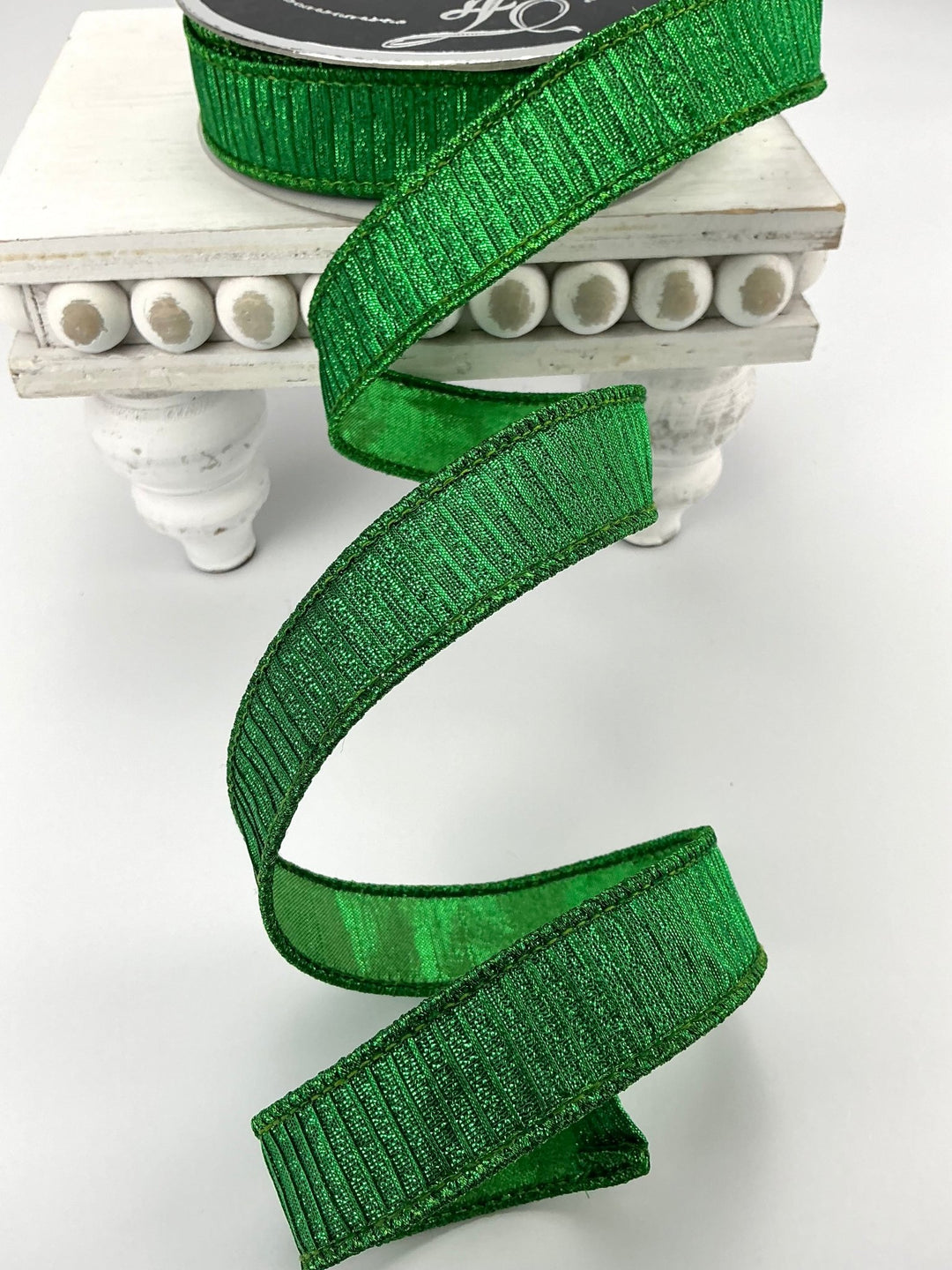 Green 1” pleated metallic farrisilk wired ribbon - Greenery MarketRibbons & TrimRk437 - 61