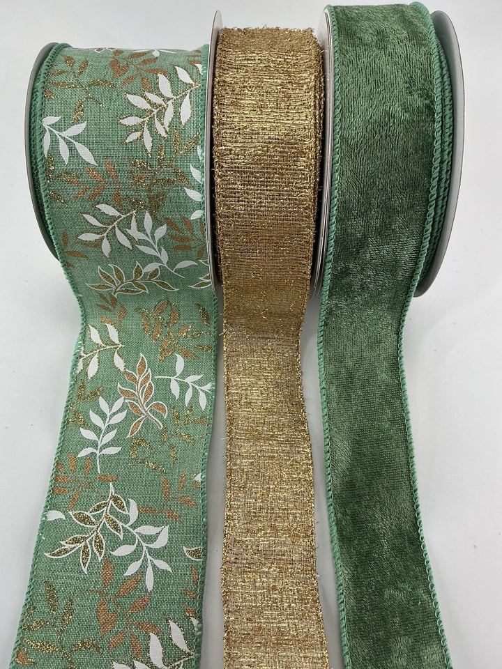 Green and gold bow bundle x 3 - Greenery MarketRibbons & Trim