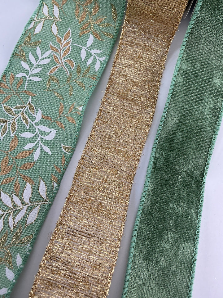 Green and gold bow bundle x 3 - Greenery MarketRibbons & Trim