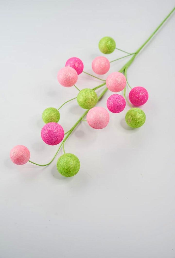 Green and pink brights shimmered ball spray - Greenery MarketPicksGM2117PKGN