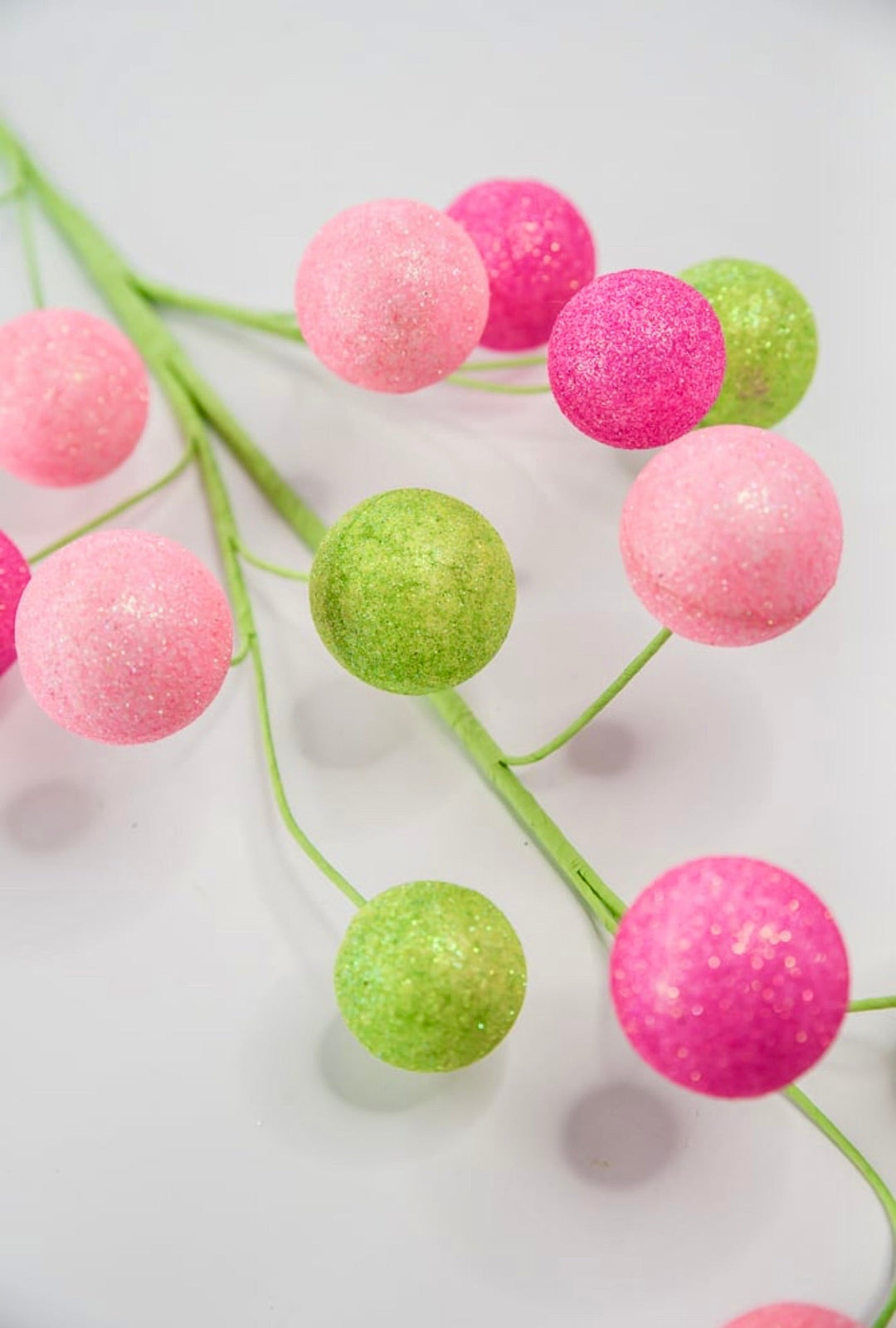 Green and pink brights shimmered ball spray - Greenery MarketPicksGM2117PKGN