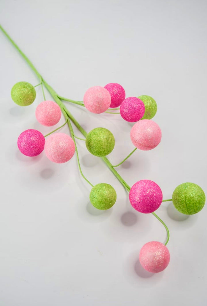 Green and pink brights shimmered ball spray - Greenery MarketPicksGM2117PKGN