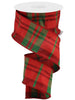 Green and red plaid on faux dupioni - 2.5" wired ribbon - Greenery MarketWired ribbonRGA125674