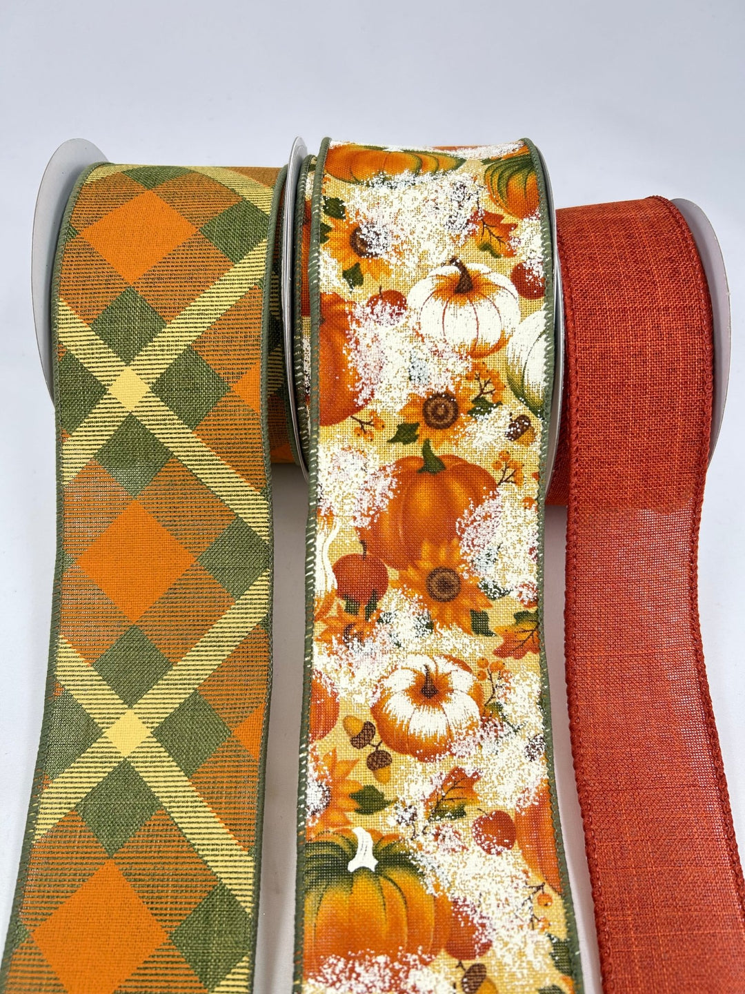 Green And Rust Pumpkin Bow Bundle x 3 Ribbons - Greenery MarketRustpumpx3