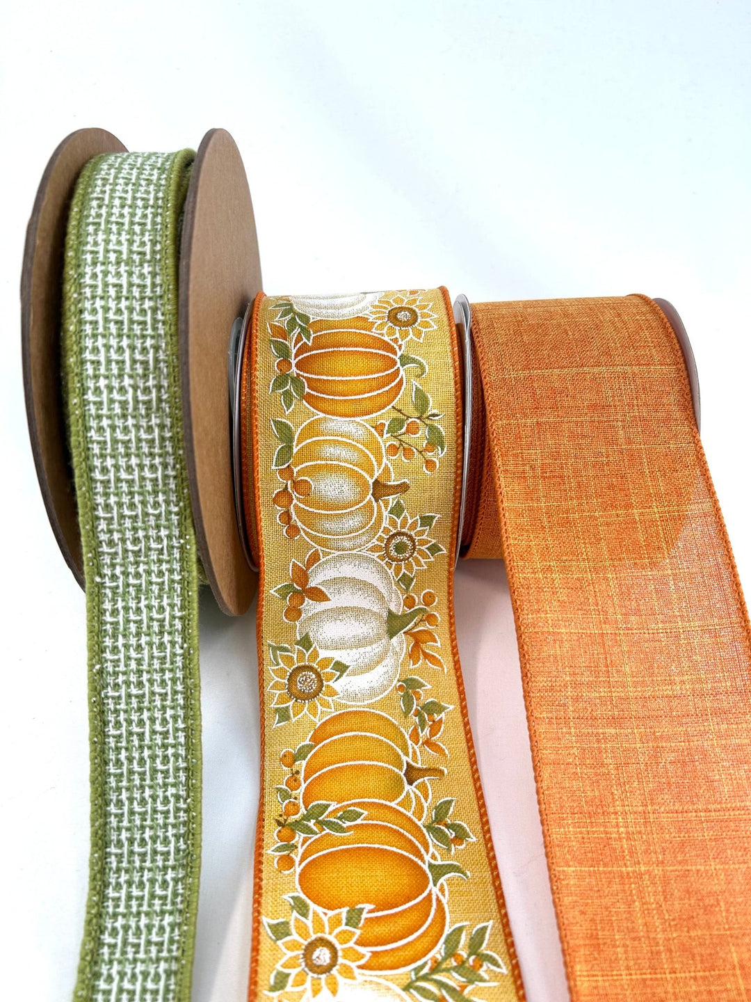 Green And Talisman Pumpkin Bow Bundle x 3 Ribbons - Greenery MarketPumpGreenx3