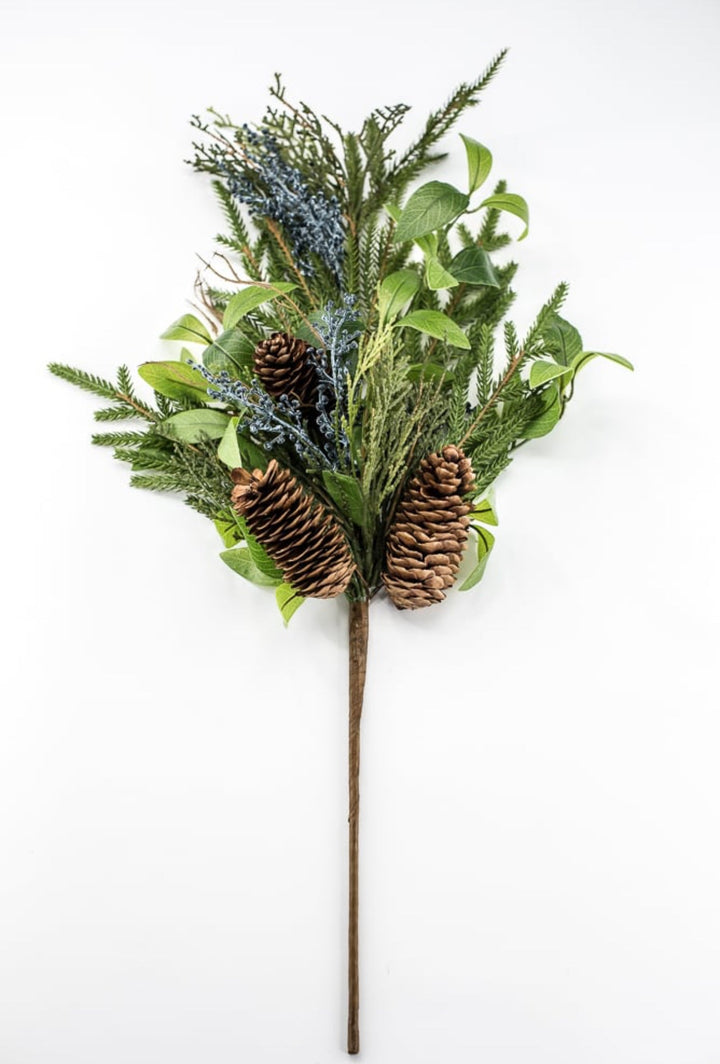 Green & Blue Berry Pine Cone Pine Spray - 28" - Greenery MarketXDS060-GR/BL