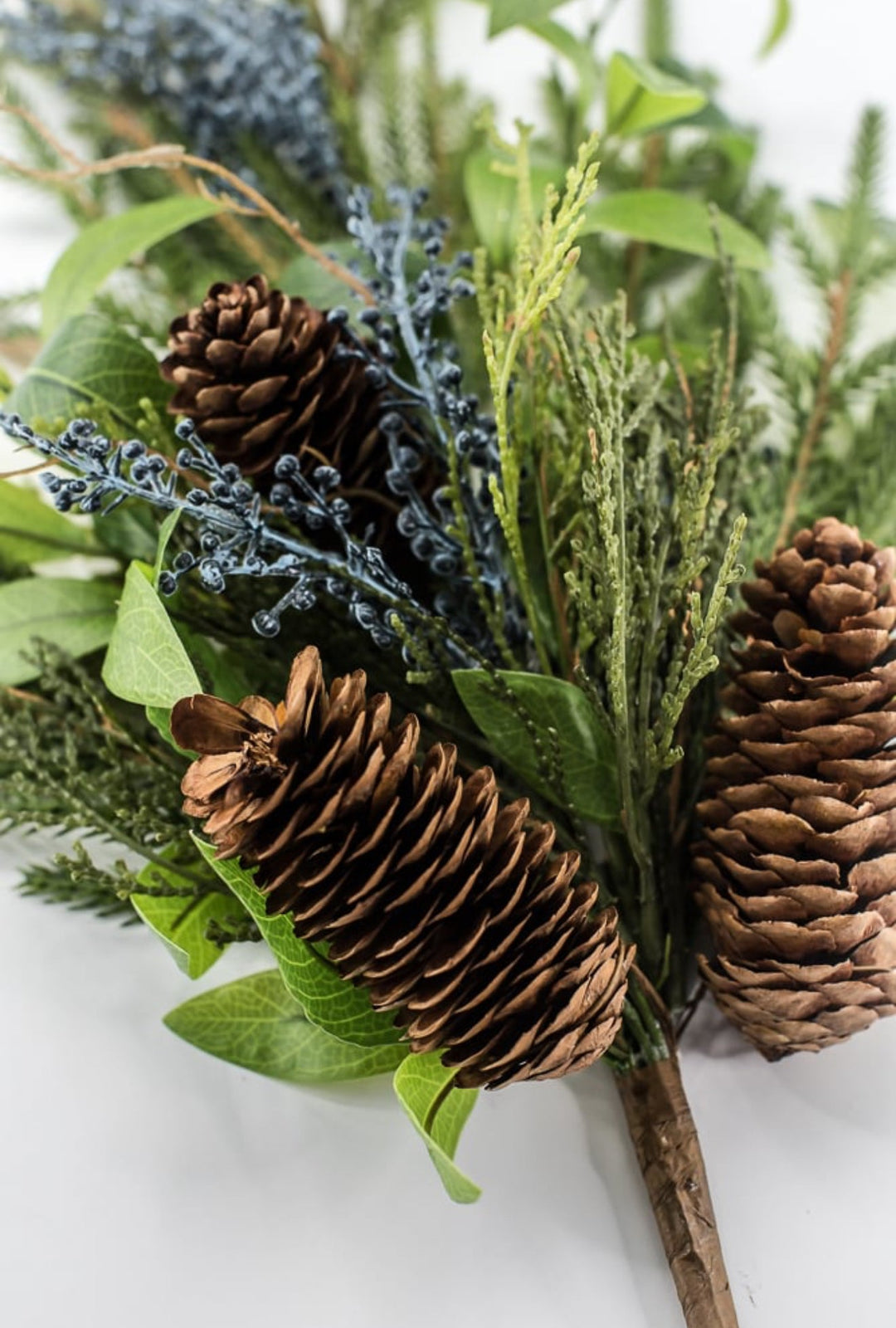 Green & Blue Berry Pine Cone Pine Spray - 28" - Greenery MarketXDS060-GR/BL