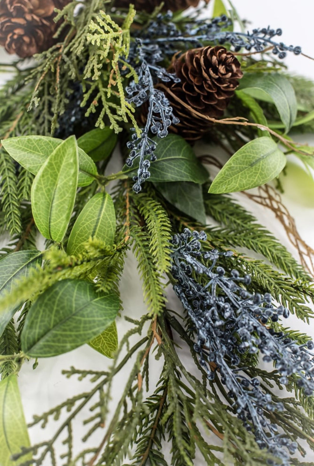 Green & Blue Berry Pine Cone Pine Spray - 28" - Greenery MarketXDS060-GR/BL