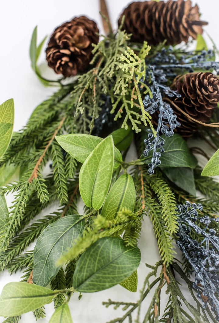 Green & Blue Berry Pine Cone Pine Spray - 28" - Greenery MarketXDS060-GR/BL