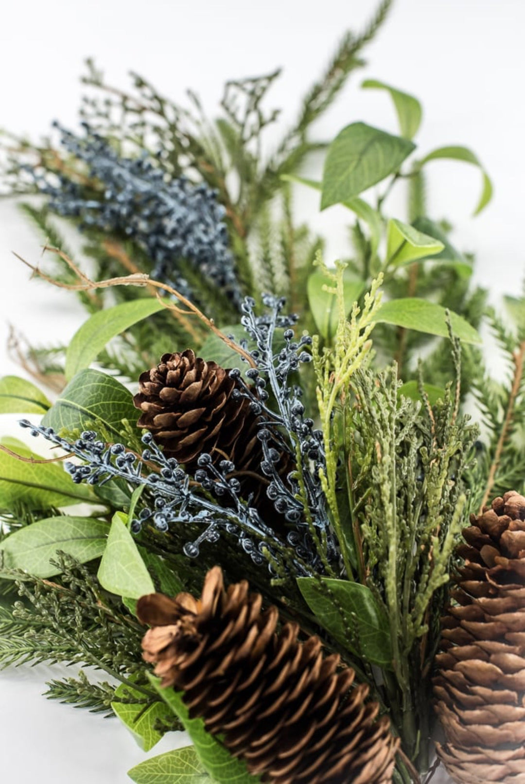 Green & Blue Berry Pine Cone Pine Spray - 28" - Greenery MarketXDS060-GR/BL
