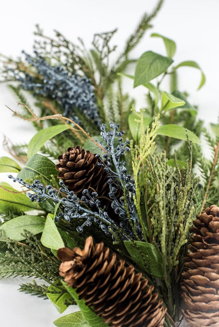 Green & Blue Berry Pine Cone Pine Spray - 28" - Greenery MarketXDS060-GR/BL