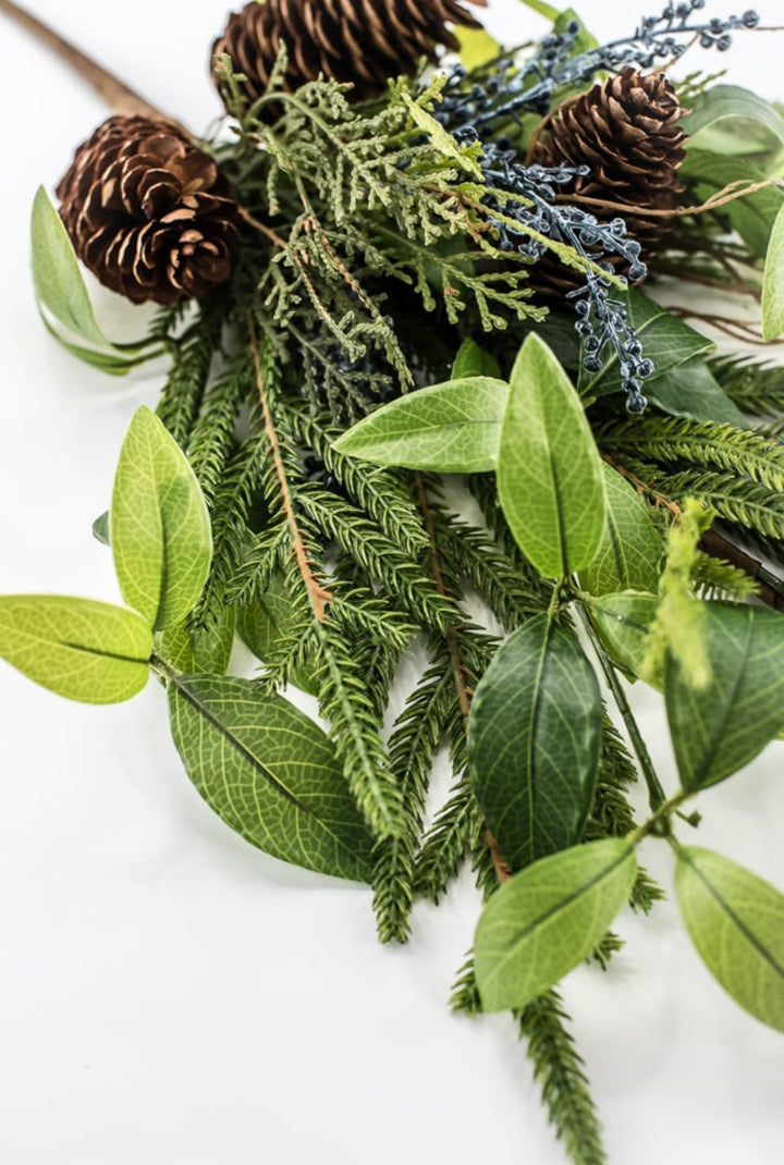 Green & Blue Berry Pine Cone Pine Spray - 28" - Greenery MarketXDS060-GR/BL