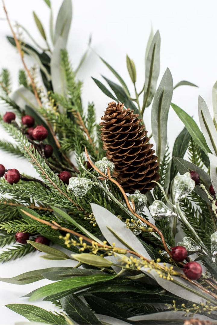 Green & Brown Pinecone, Berry, Eucalyptus & Pine Spray - 28" - Greenery MarketXDS058-GR/BR