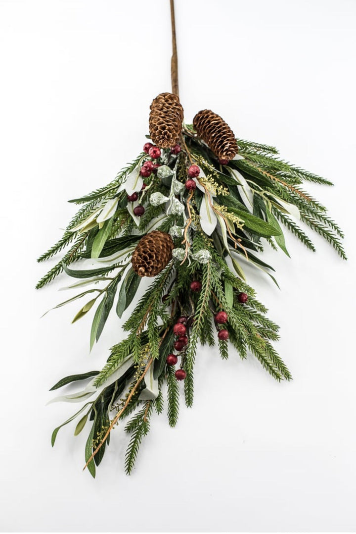 Green & Brown Pinecone, Berry, Eucalyptus & Pine Spray - 28" - Greenery MarketXDS058-GR/BR