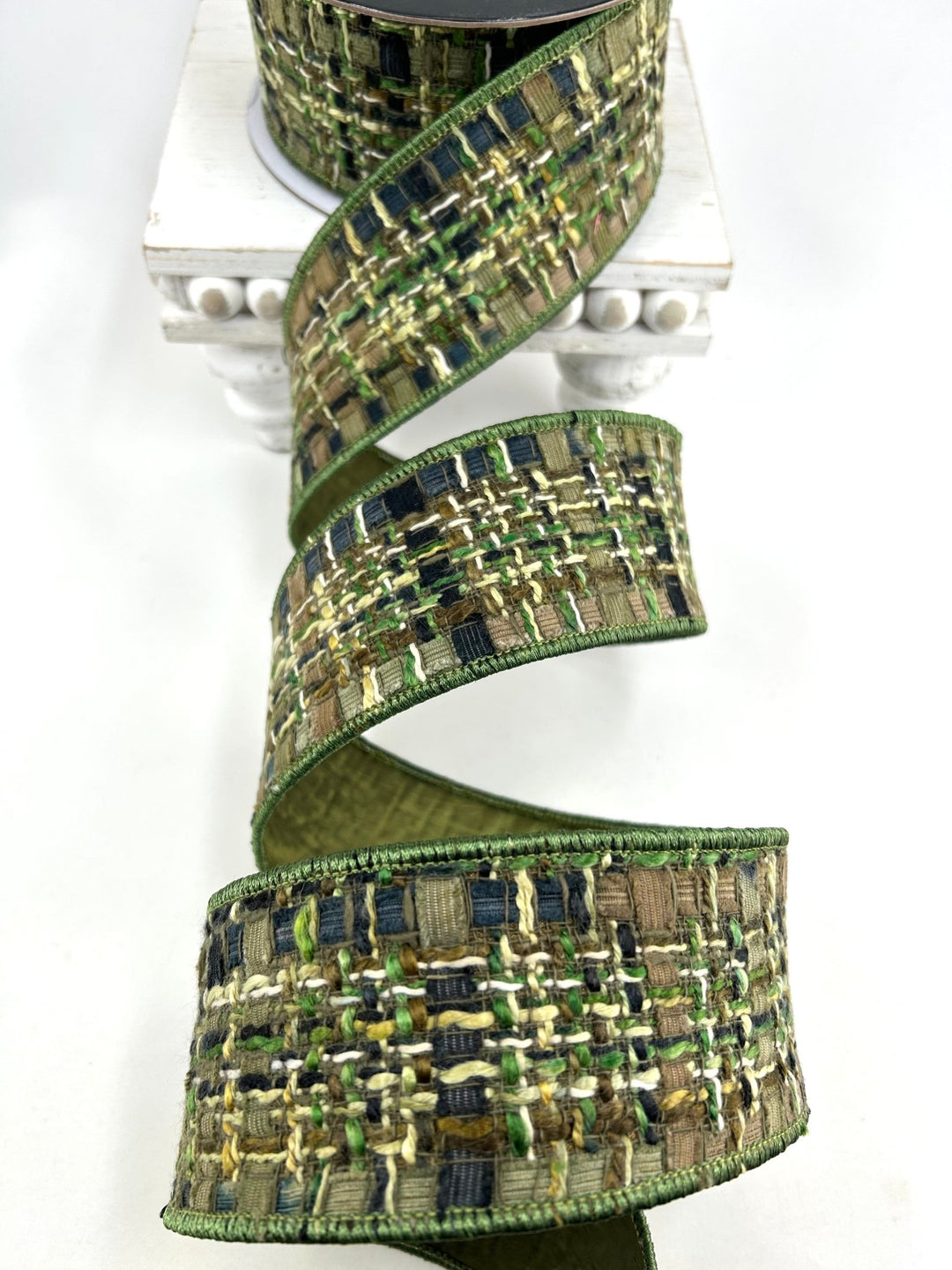 Green & Brown Wired Tweed Ribbon - 2.5" - Greenery MarketWired Ribbon215278