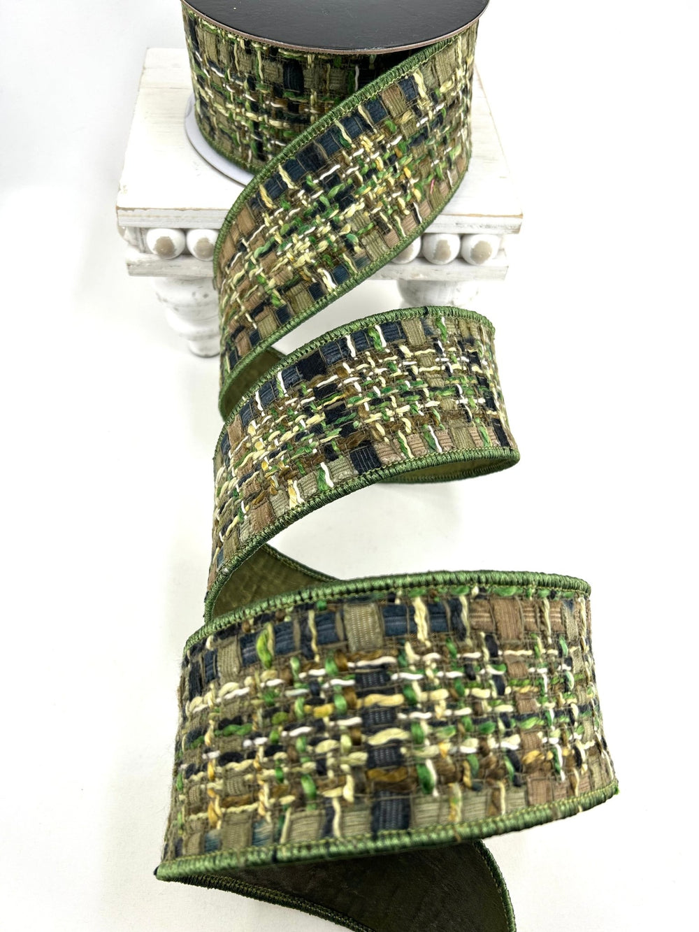 Green & Brown Wired Tweed Ribbon - 2.5" - Greenery MarketWired Ribbon215278