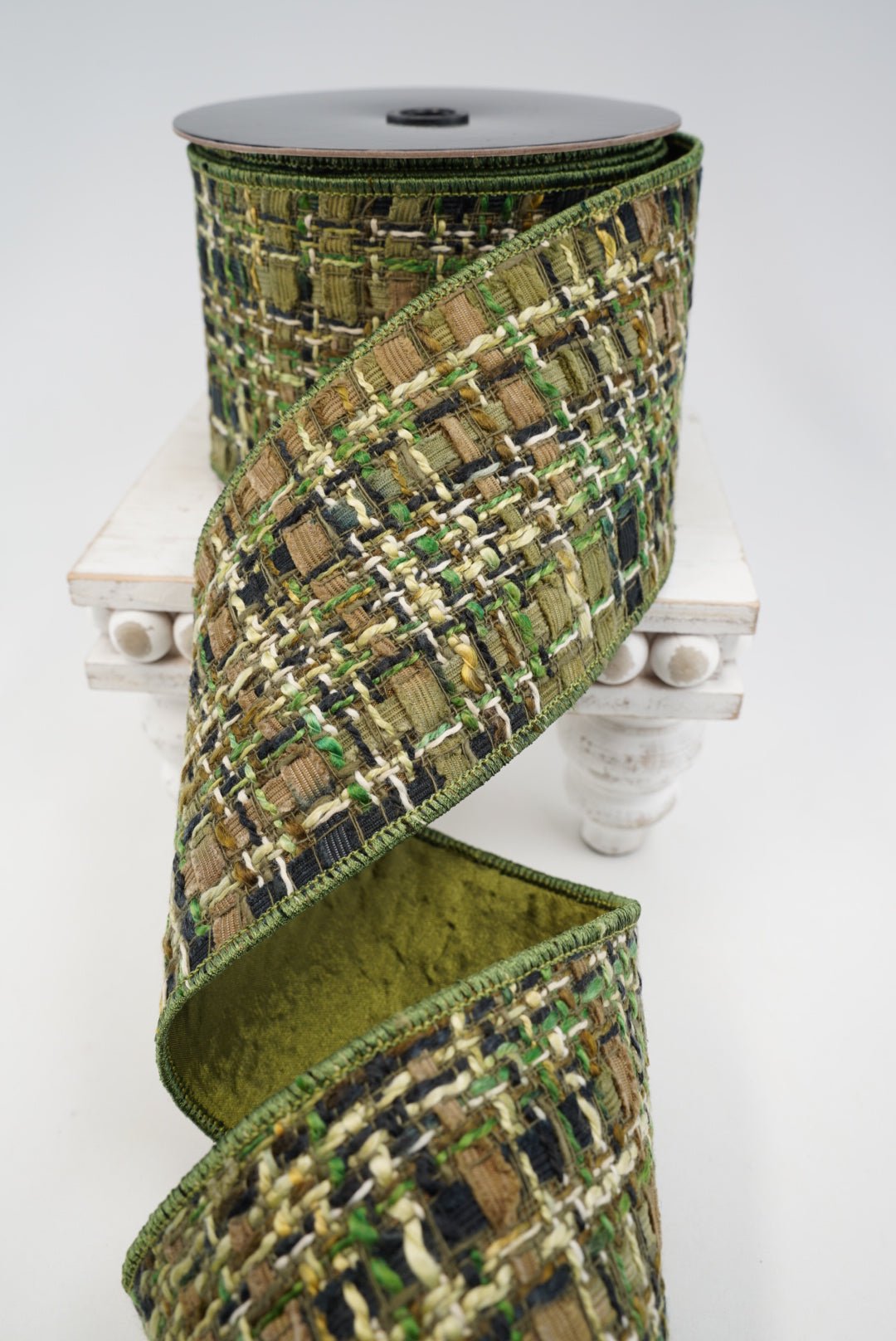 Green & Brown Wired Tweed Ribbon - 4" - Greenery MarketWired Ribbon215279