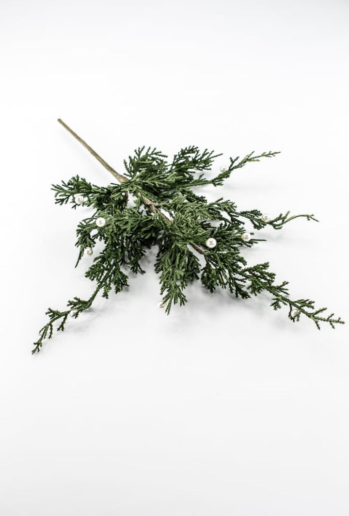 Green Cedar With Pearls Spray - 22" - Greenery MarketXDS083-GR/P