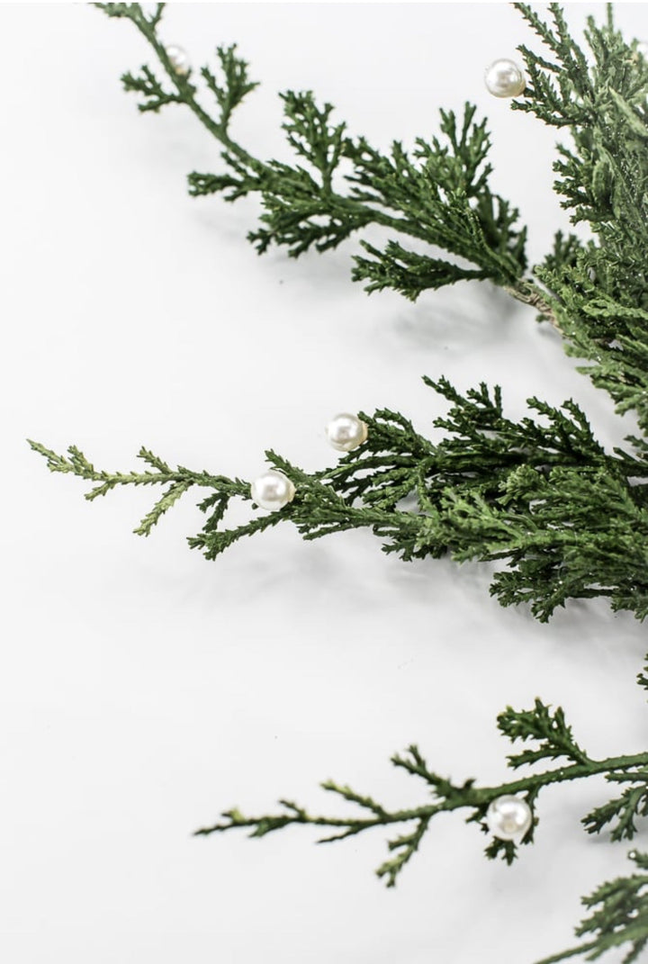 Green Cedar With Pearls Spray - 22" - Greenery MarketXDS083-GR/P