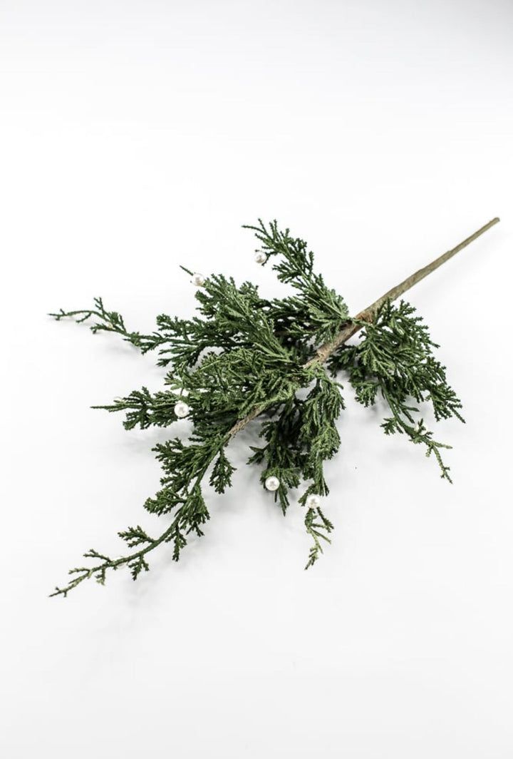 Green Cedar With Pearls Spray - 22" - Greenery MarketXDS083-GR/P